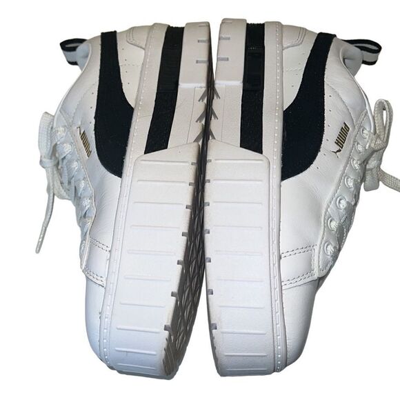 Puma Mayze White and Black Leather and Suede Lace Up Sneaker Women's Size 8.5 - Picture 7 of 10